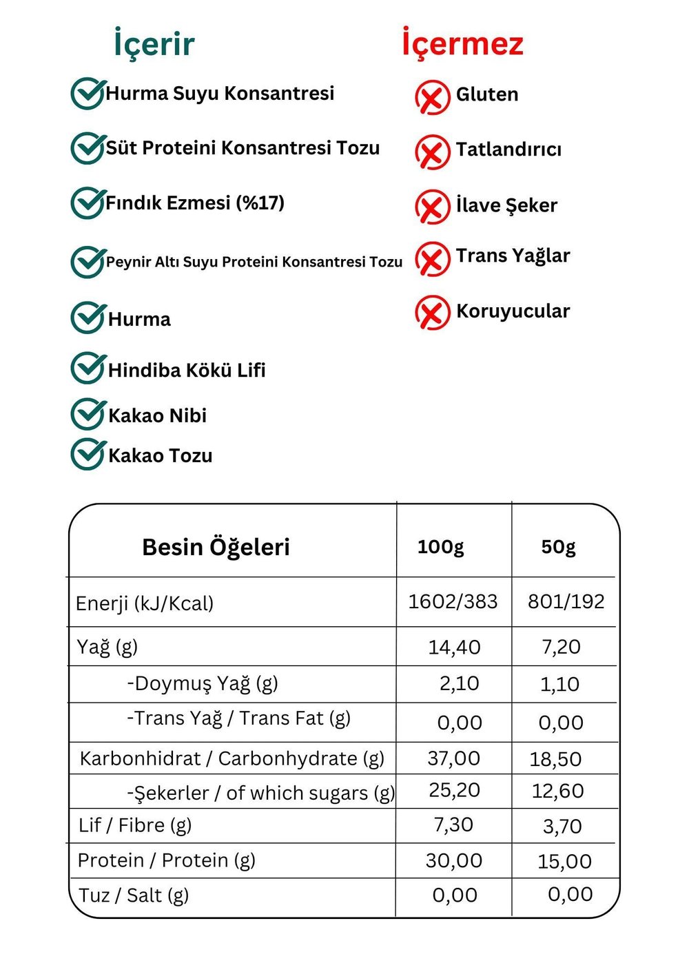 Nfest Yüksek Protein Bar Fındıklı 50g x 12 Adet