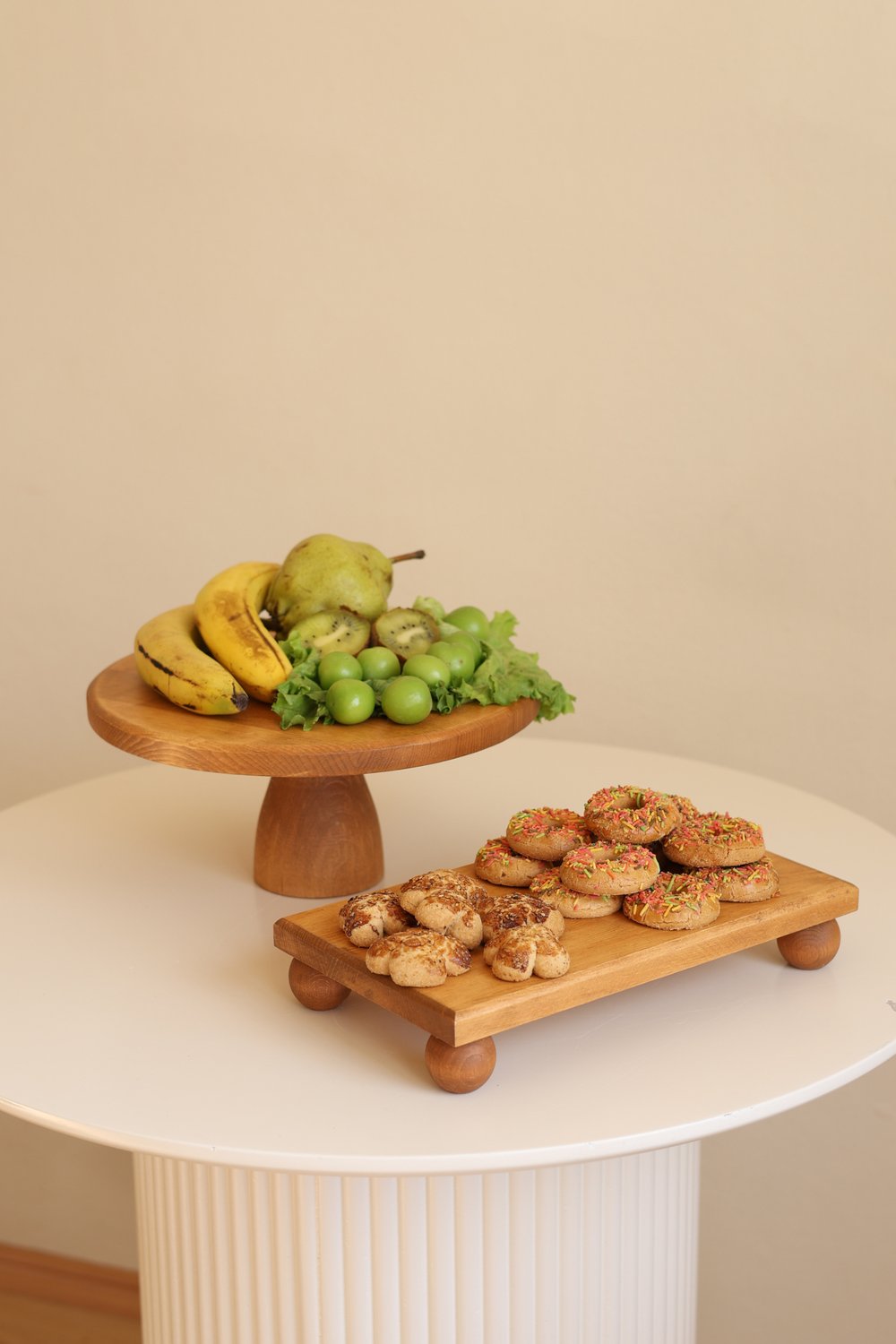 2 Li 29/12 LuccaVe 17x30 Cm Risus Ahşap Dikdörtgen Pasta Sunum Servis Tabağı Seti