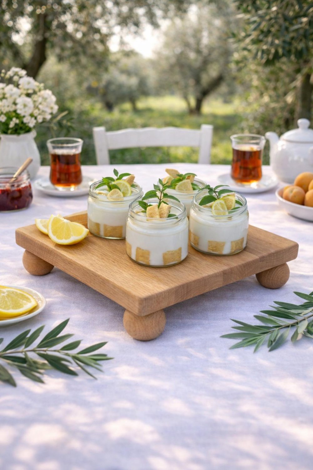 Kayın Ağacı Risus Top Ayaklı 25x25 Cm Ayaklı Kare Sunumluk | Pasta, Kek ve Kahvaltı Servis Tabağı
