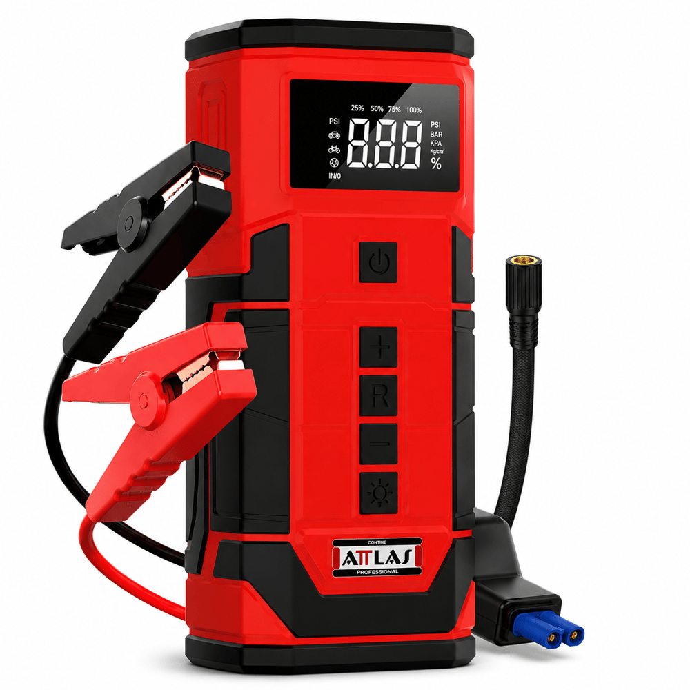 Attlas AJS 12 4'ü 1 Arada Akü Takviye Cihazı 12V 6A 120 PSI Lastik Şişirme Powerbank LED