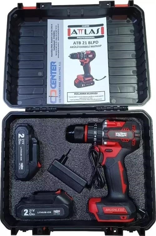Attlas ATB 21 BLPD-202C 21 V Çift Akülü 2 Ah Darbeli Matkap