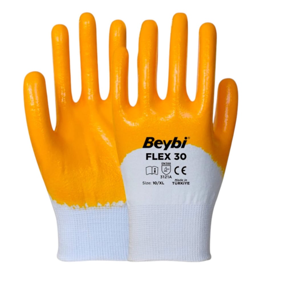 BEYBİ FLEX30 NİTRİL ELDİVEN SARI NO: 10