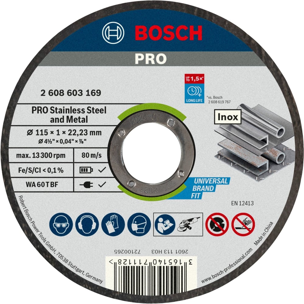 BOSCH İNOX KESME TAŞI 115x1.0 2608603169