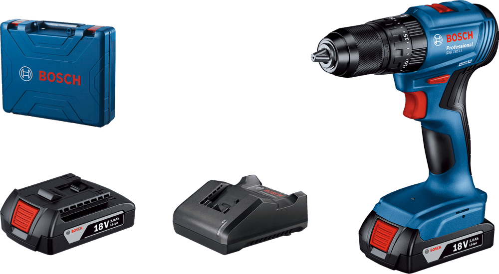 Bosch Professional GSB 185 LI Akülü Darbeli Delme Vidalama Mak.2 x 2.0 Ah; Case