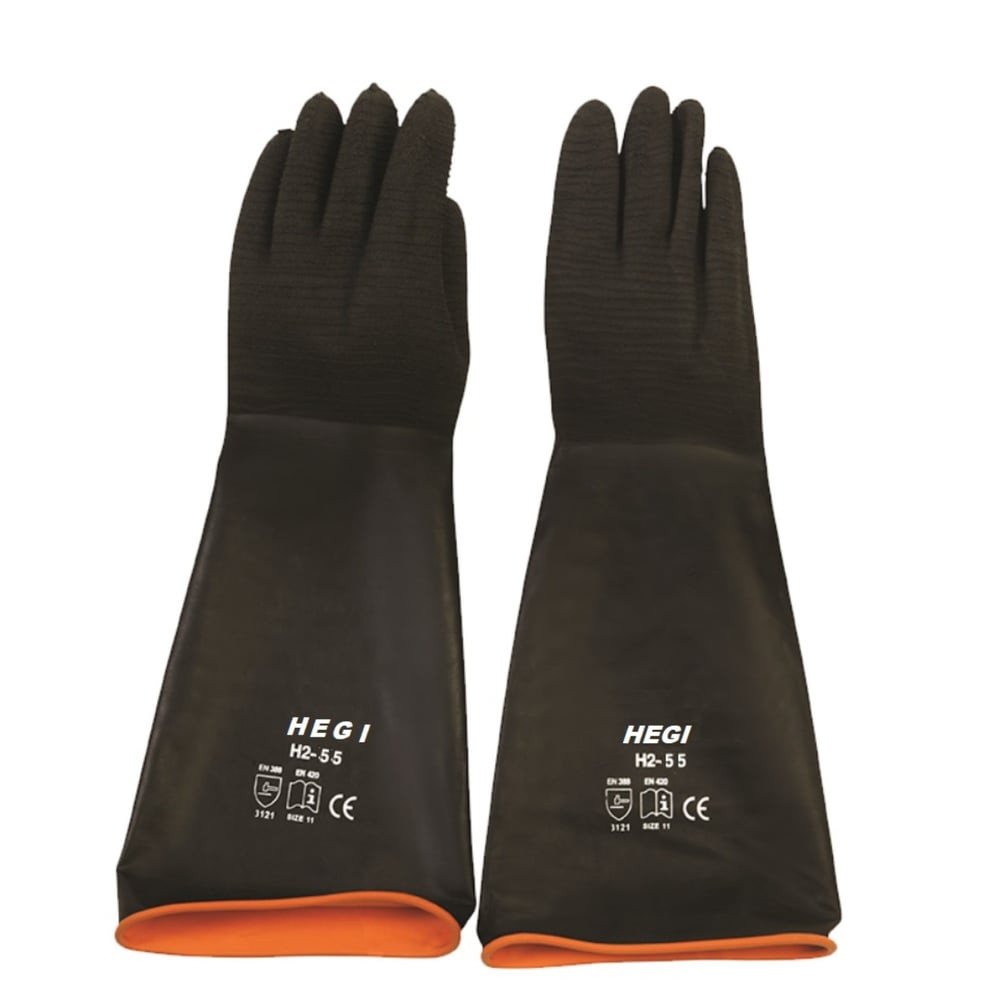 HEGI HR55 SİYAH ASİT ELDİVENİ TIRTIKLI 55 CM