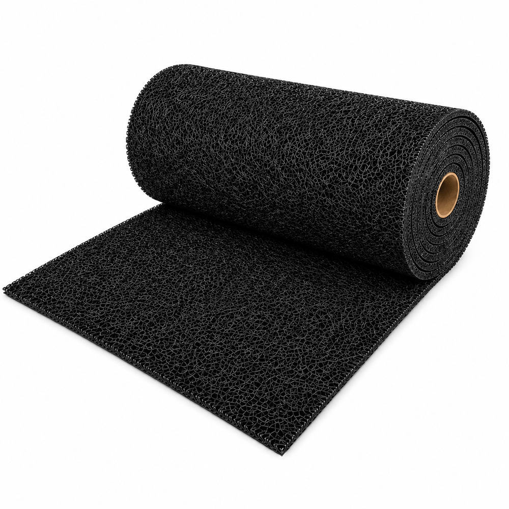 Kıvırcık Paspas 14 mm 100x450 cm Siyah PVC Kaymaz Tabanlı