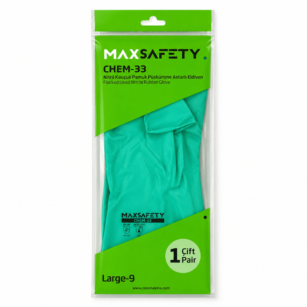 MAX SAFETY YEŞİL ASİT ELDİVENİ NO:9 33 CM CHEM-33