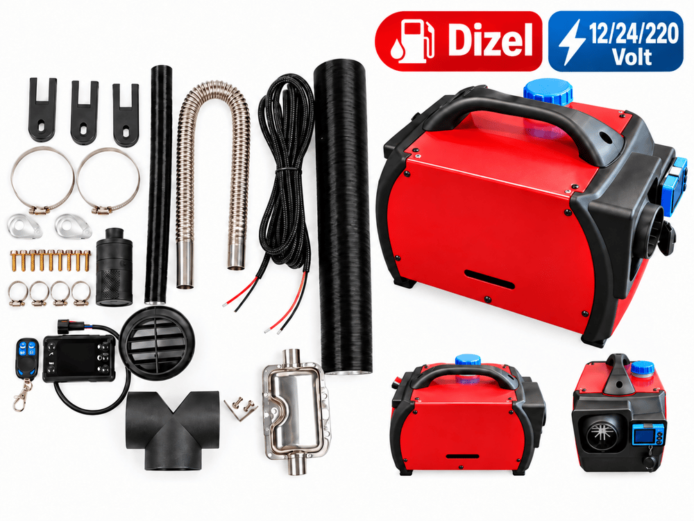 Uno Tecnica 5 kW Taşınabilir Dizel Isıtıcı 12/24/220V LCD Ekranlı Uzaktan Kumandalı Çanta Tipi Webasto