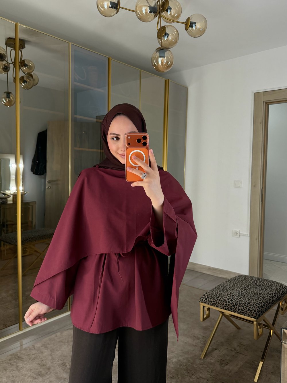 AHSEN PELERİN YAKALI BLUZ BORDO