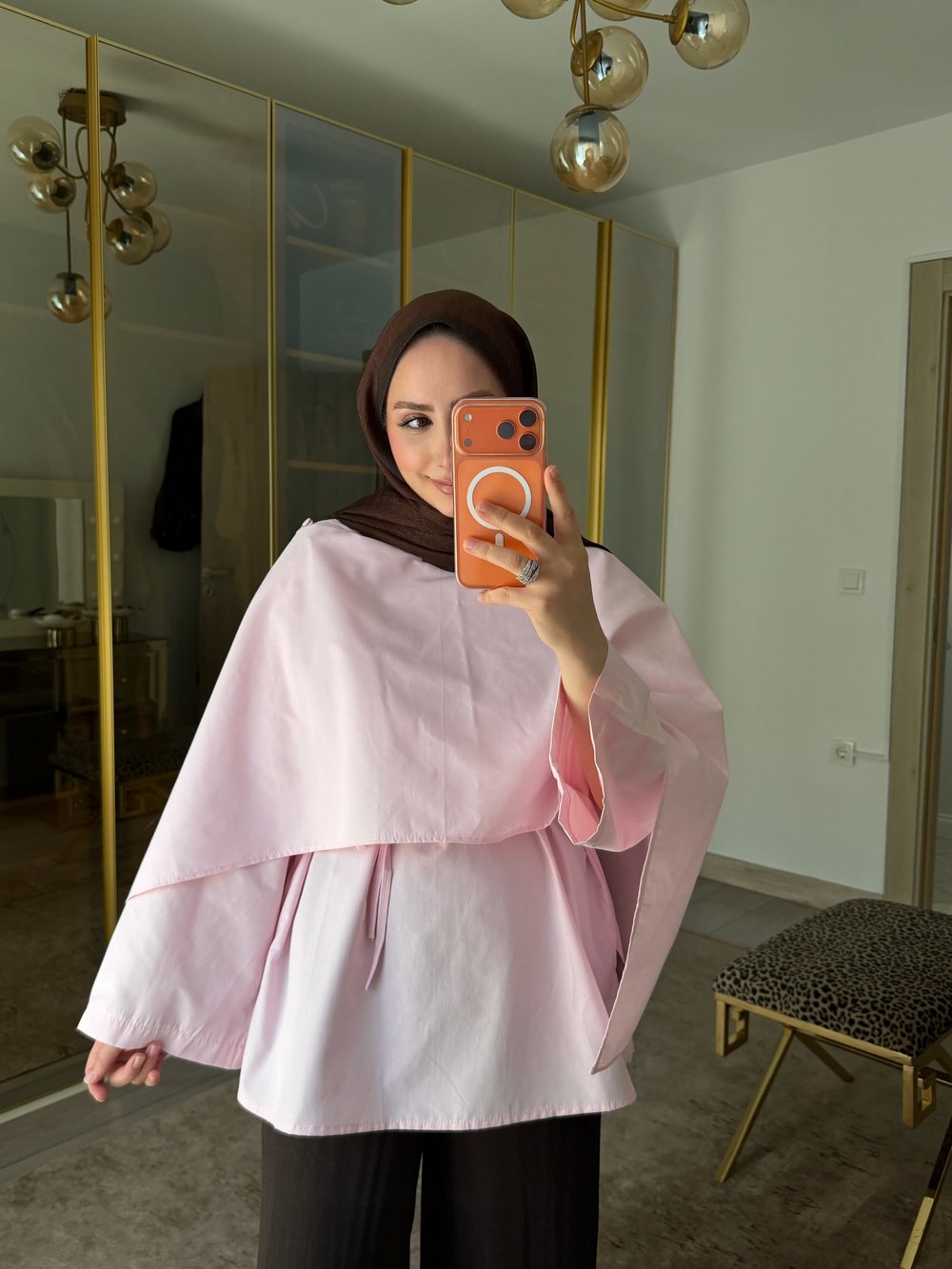 AHSEN PELERİN YAKALI BLUZ PEMBE 