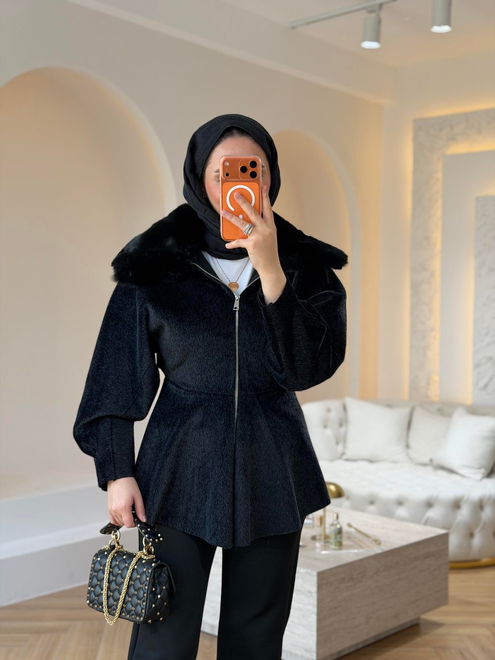 BEL VURGULU KÜRKLÜ FOX CEKET