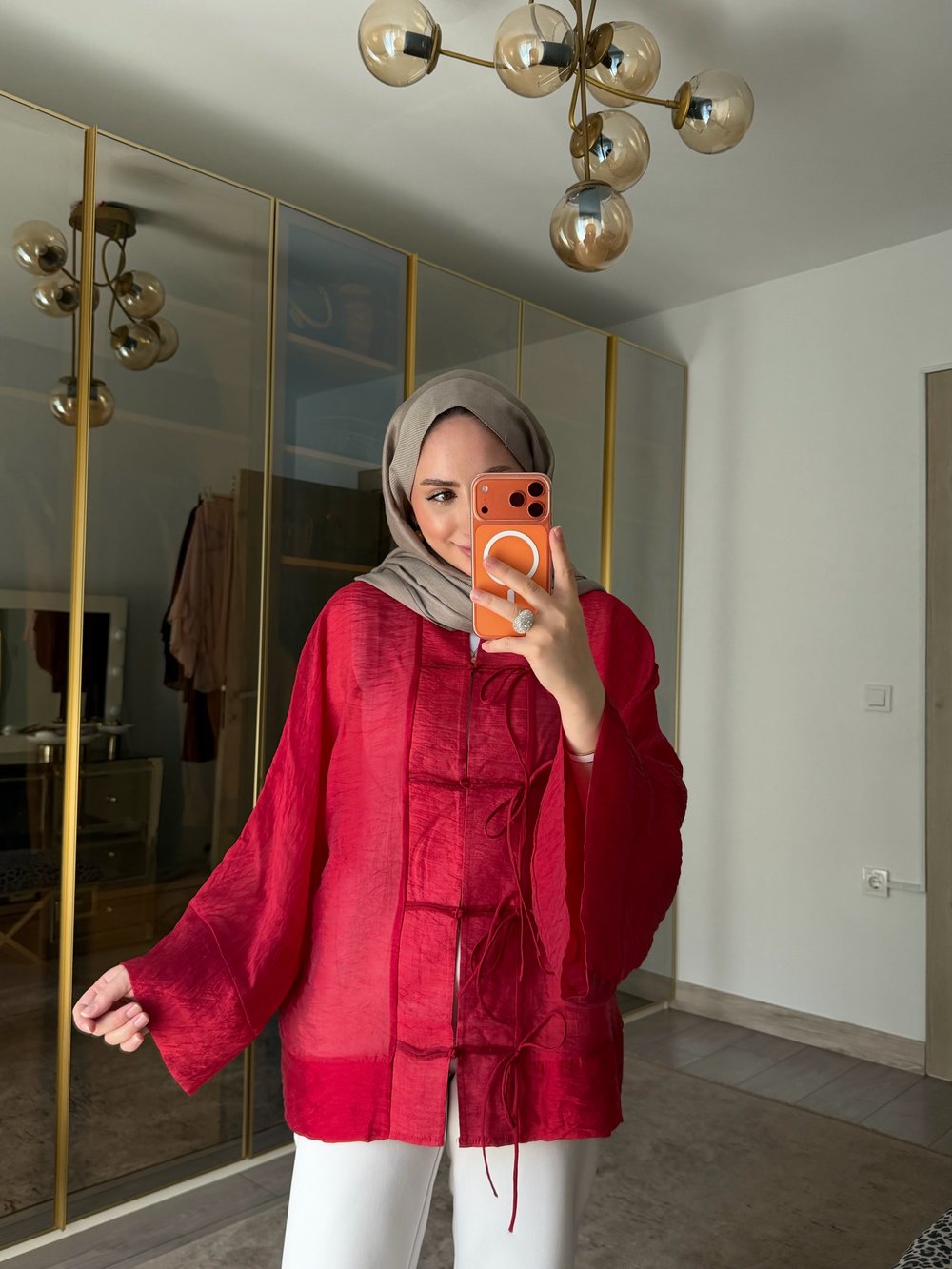 EFİL SICAK YAZ KİMONO KIRMIZI