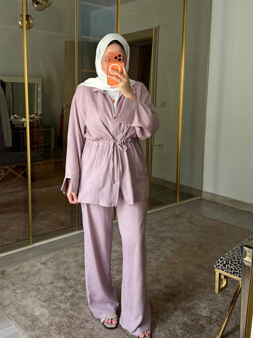 HAM KETEN ÇİFT FERMUARLI TAKIM LİLA