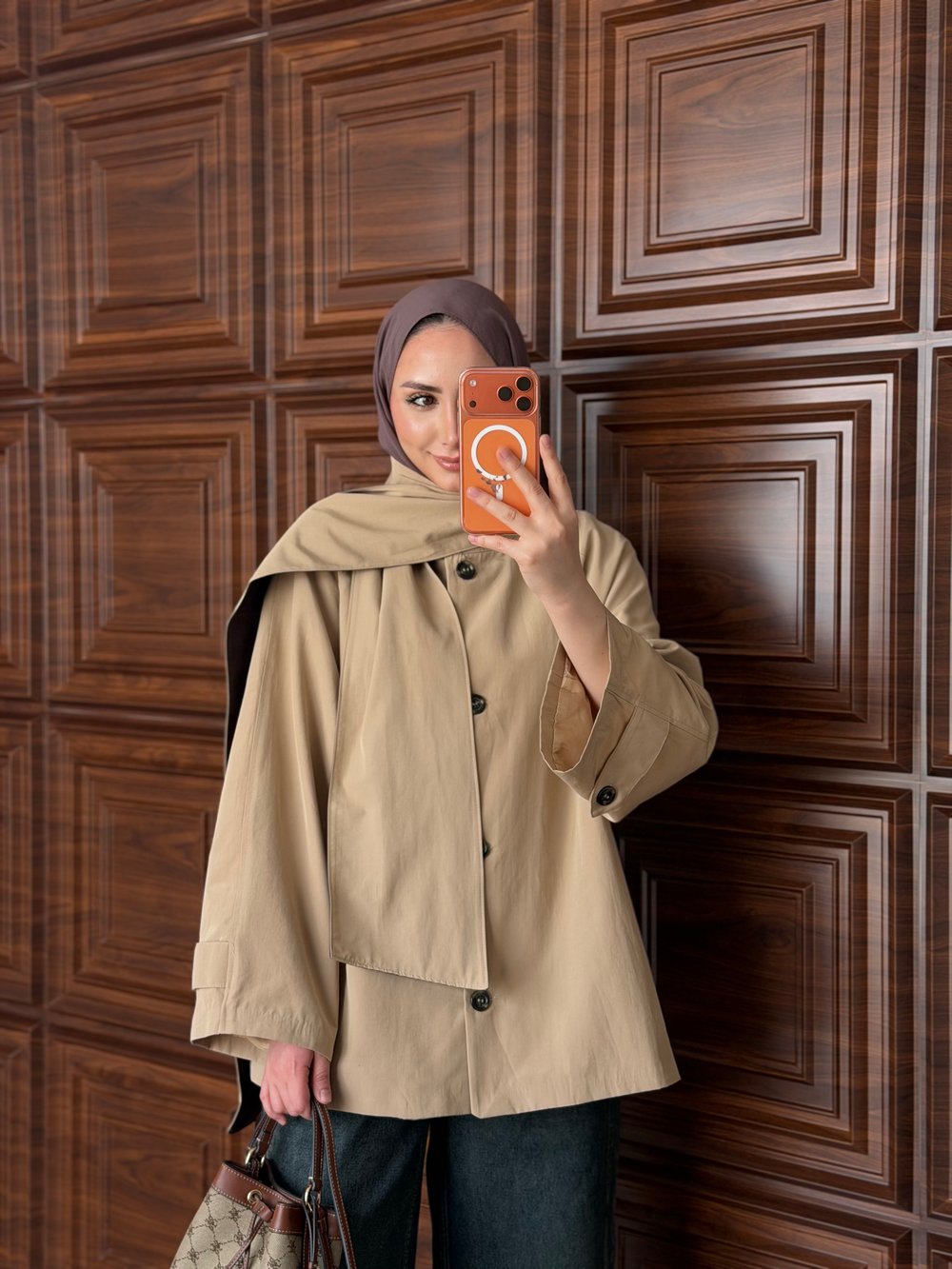 M.DUTTI MODEL FULAR DETAYLI TRENÇ TAŞ