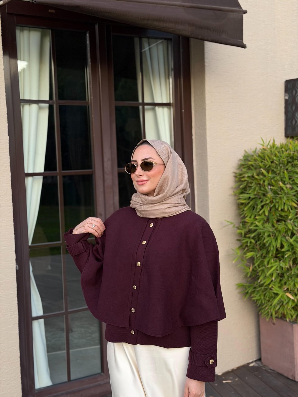 PELERİNLİ TRİKO HIRKA BORDO 