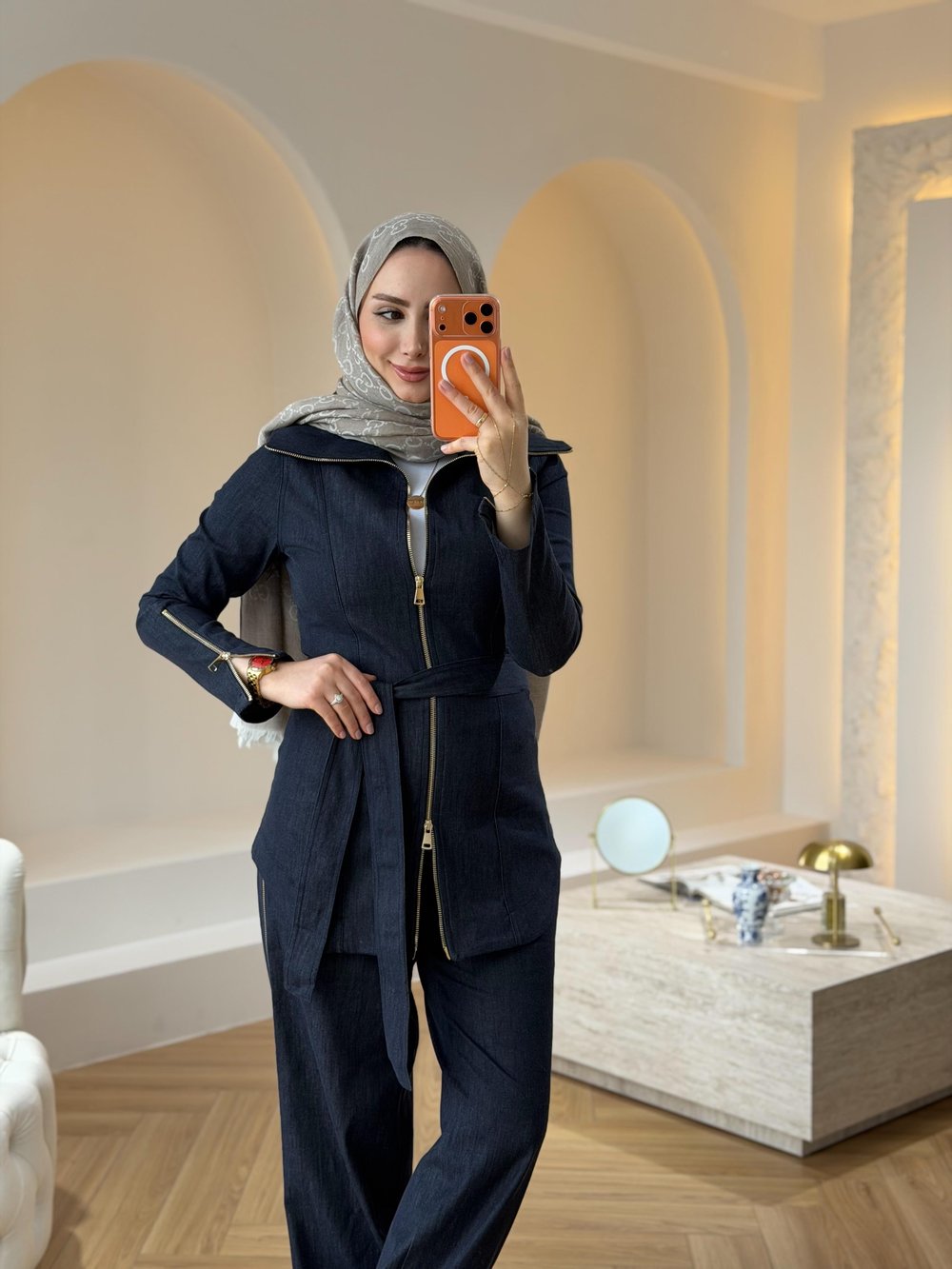 PENNY FERMUAR DETAYLI DENİM TAKIM
