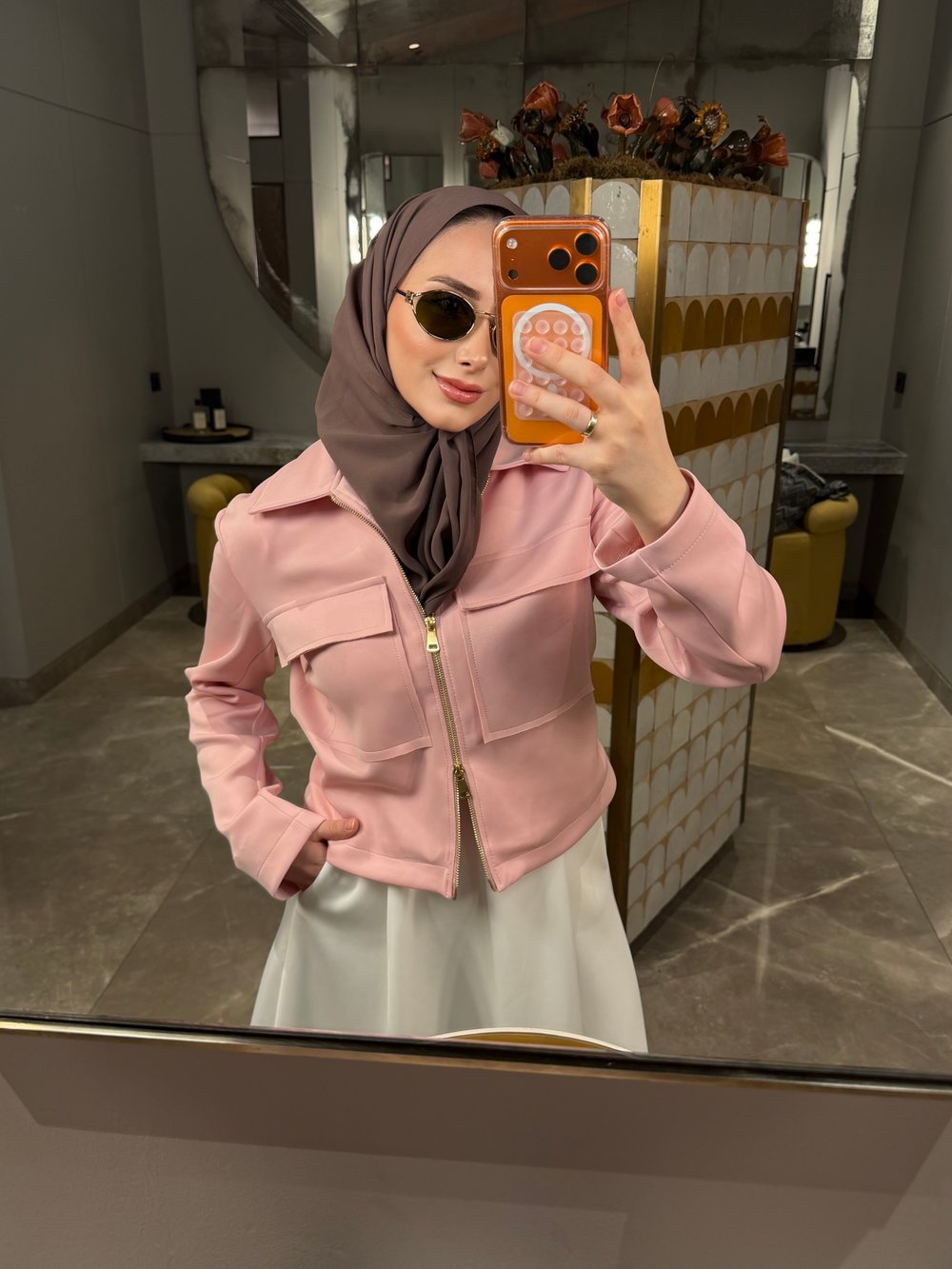QUEN ÇİFT FERMUARLI SCUBA CEKET PEMBE