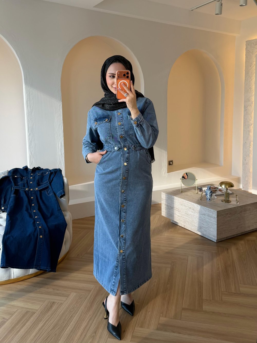 VALOR DENIM ELBİSE BUZ MAVİ