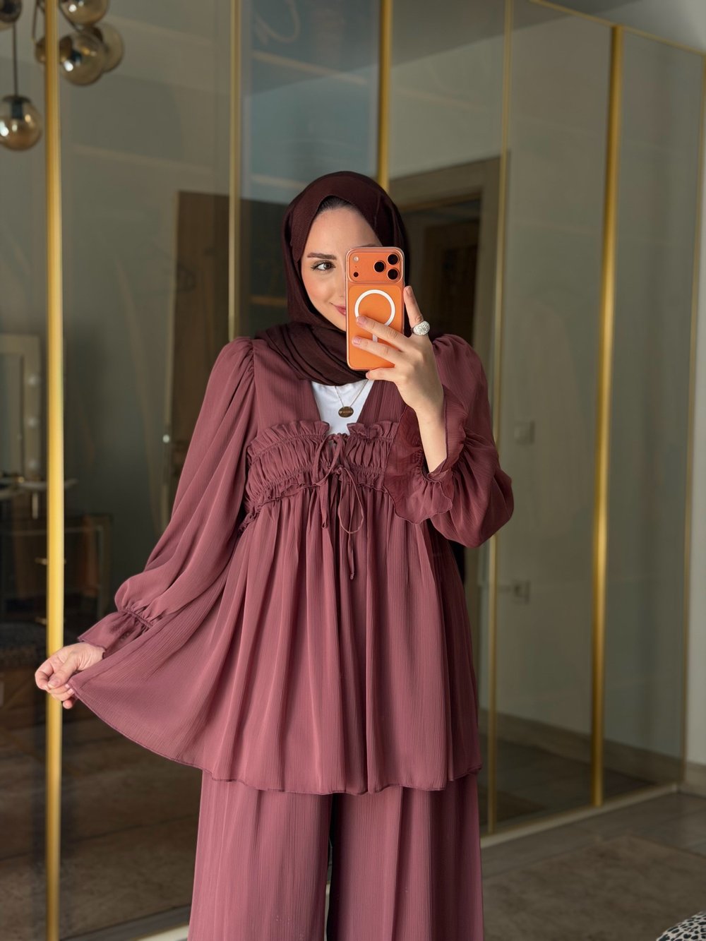 VESNA ŞİFON İKİLİ TAKIM BORDO