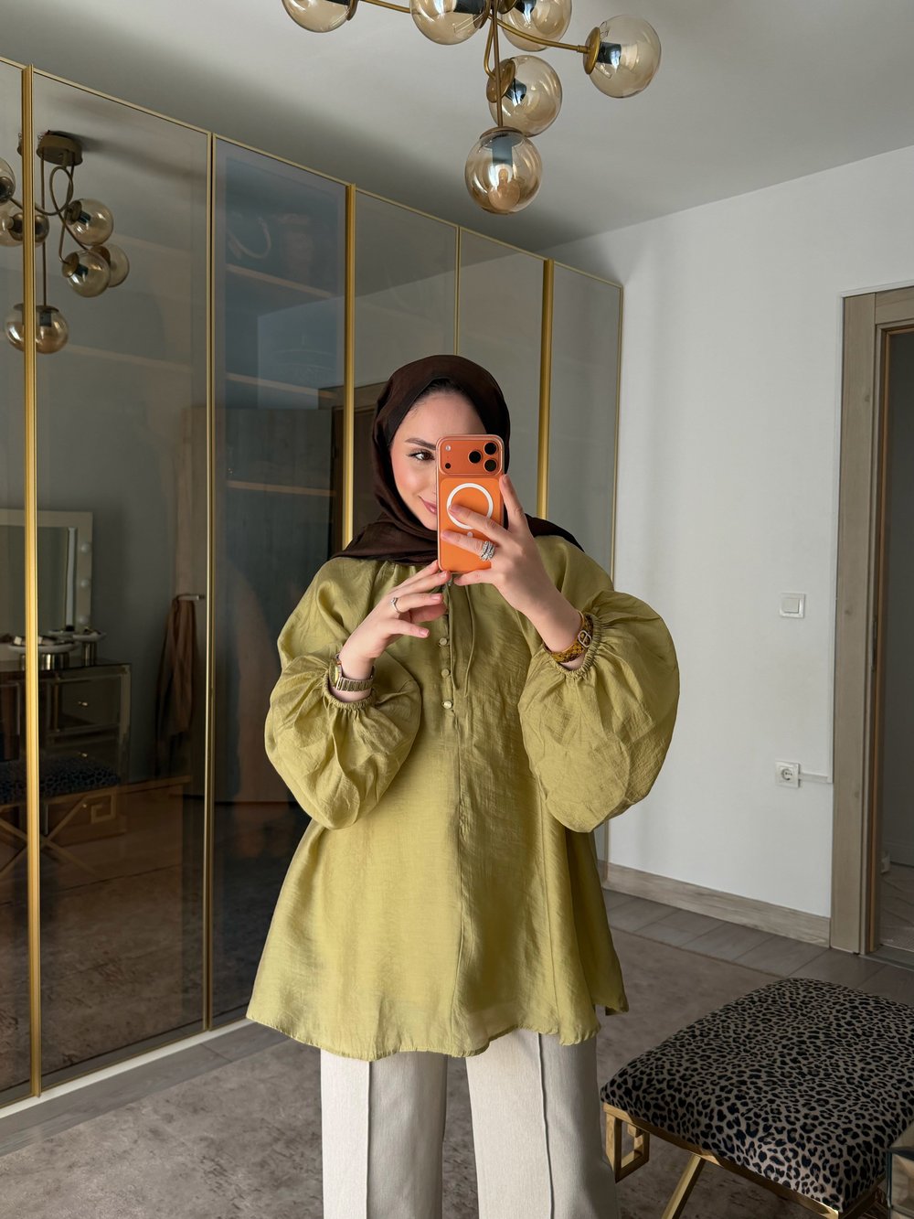 ZANA BALON KOL VUAL ŞIK TUNİK YEŞİL