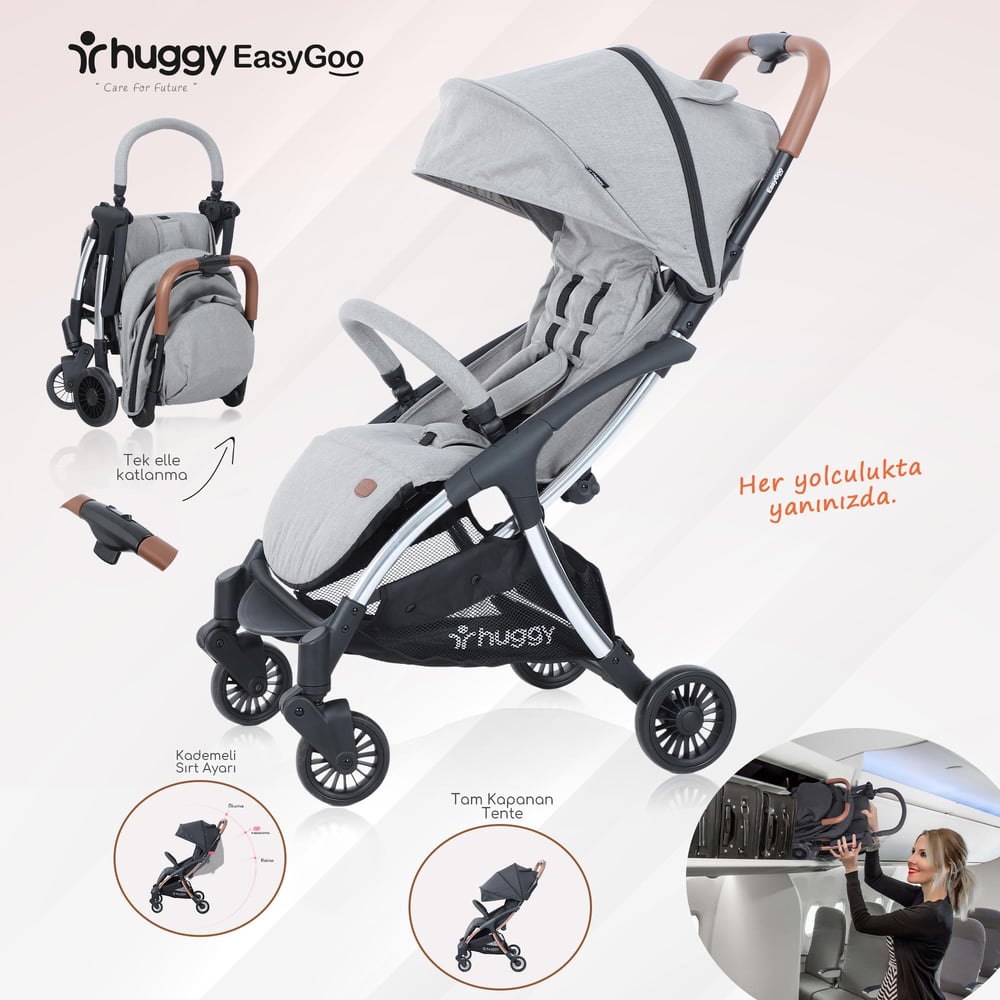 Huggy Easy Go Kabin Boy Otomatik Katlanır Bebek Arabası