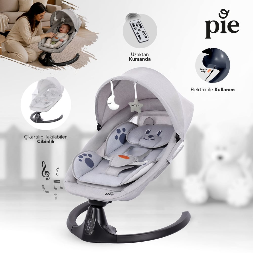 Huggy Pie Yenidoğandana Uygun Otomatik Sallanabilir Kumandalı Bluetooth Müzikli Ana Kucağı