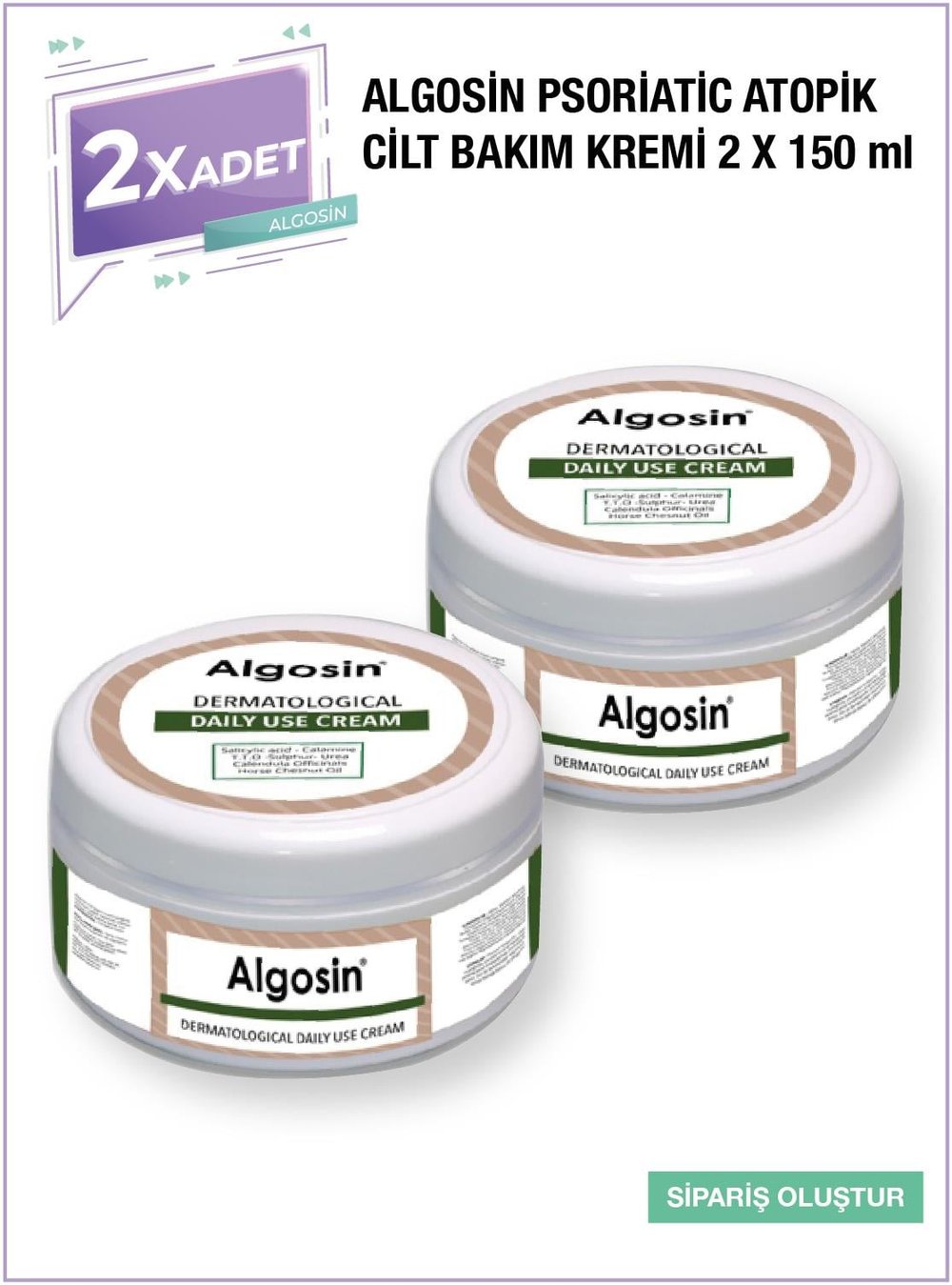 2 Adet Algosin Dermotolojik Psoriatic Cilt Bakım Kremi