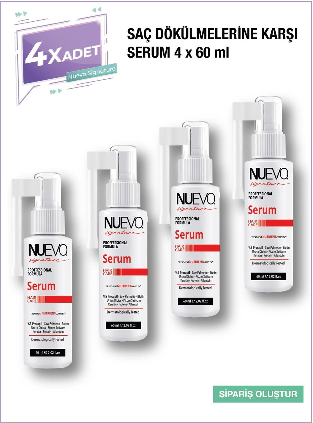 4 Adet Nuevo Signature Saç Dökülmelerine Karşı Saç Ekimi Sonrası %5 Prcocapil Serum