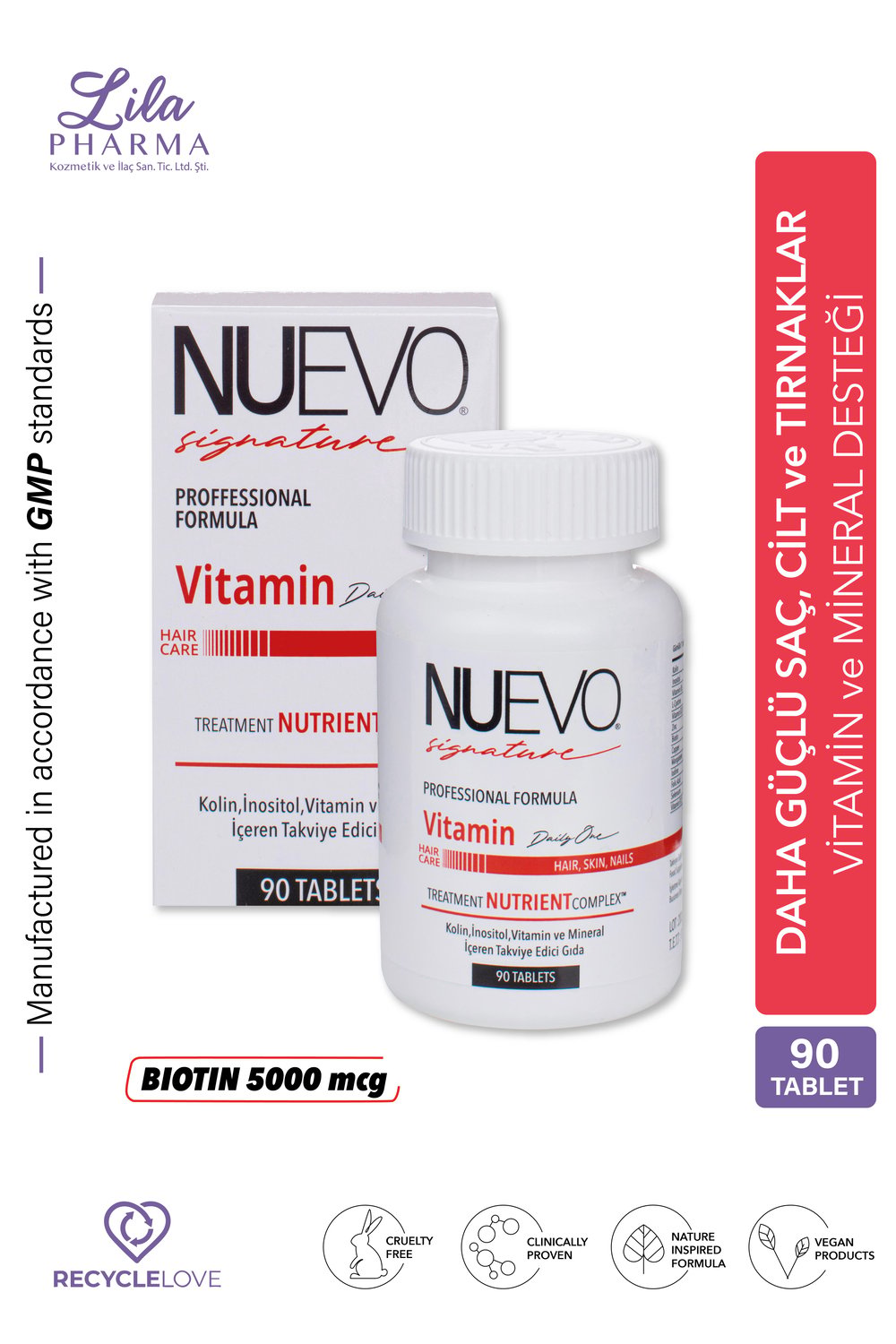Nuevo Signature 90 Tabletlik Saç, Tırnak Ve Cilt Destekleyici Vitamin Kompleksi