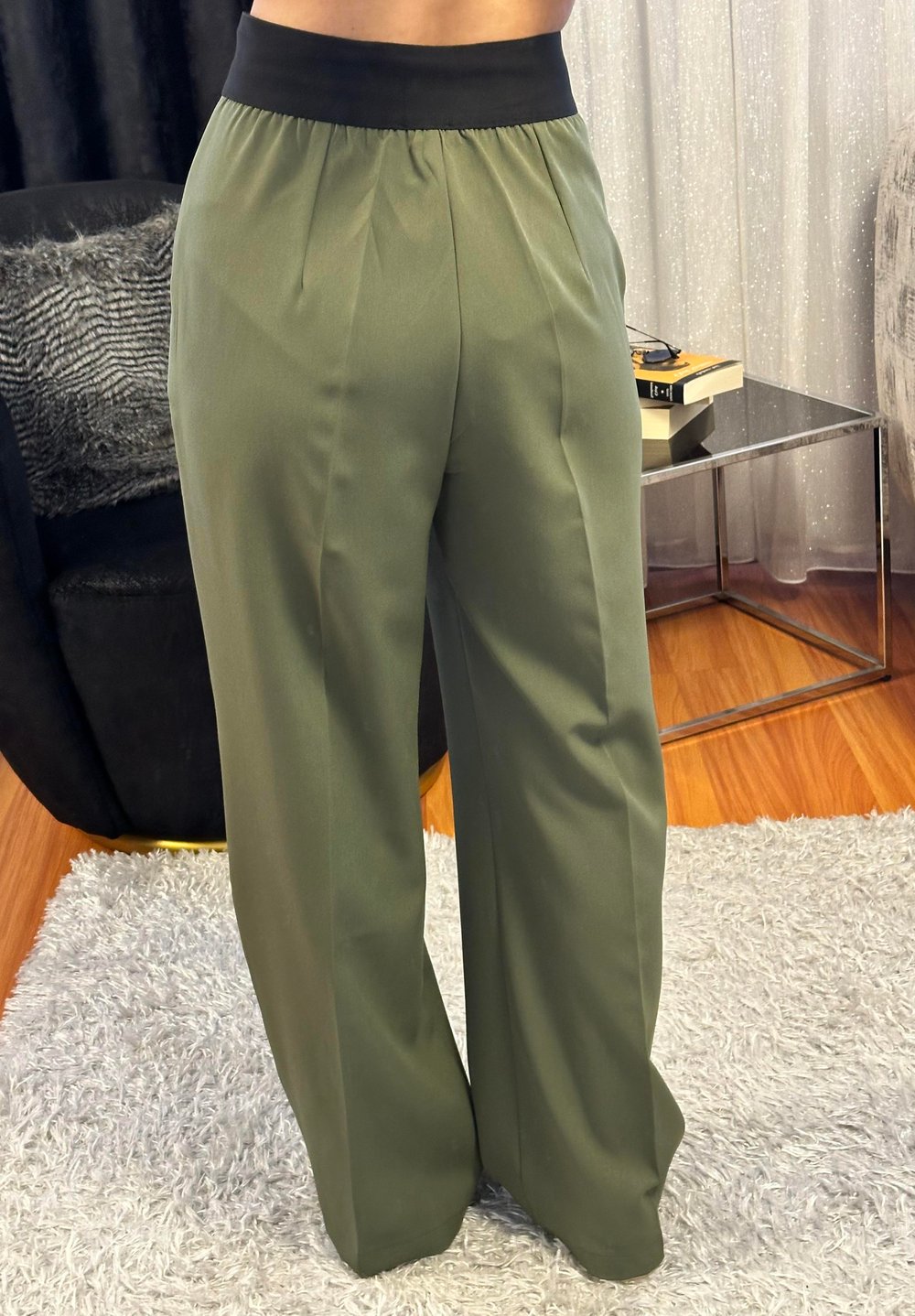 Lastik Detaylı Pantolon Haki