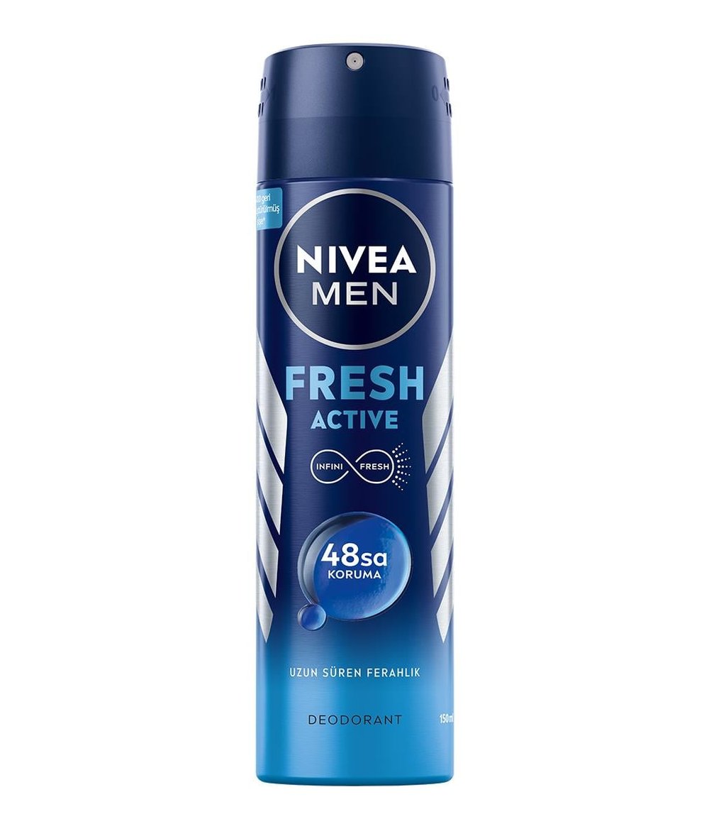 NIVEA Men - Erkek Deodorant -FRESH ACTIVE Erkek Sprey Deodorant 150 ML - 48 Saate Kadar Terlemeye Karşı Etkin Ferah Koruma