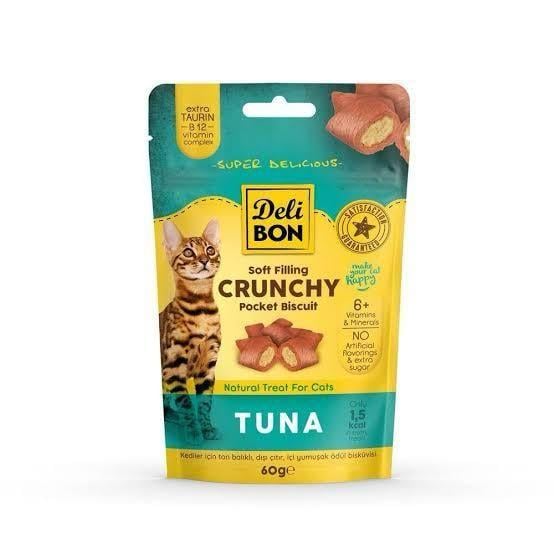  Delibon Crunchy İçi Dolgulu Ödül Bisküvisi Tunalı 60 Gr