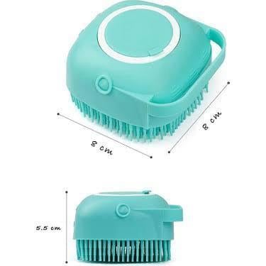 Hazneli Silikon Banyo Şampuan Fırçası Mavi 8,8 Cm