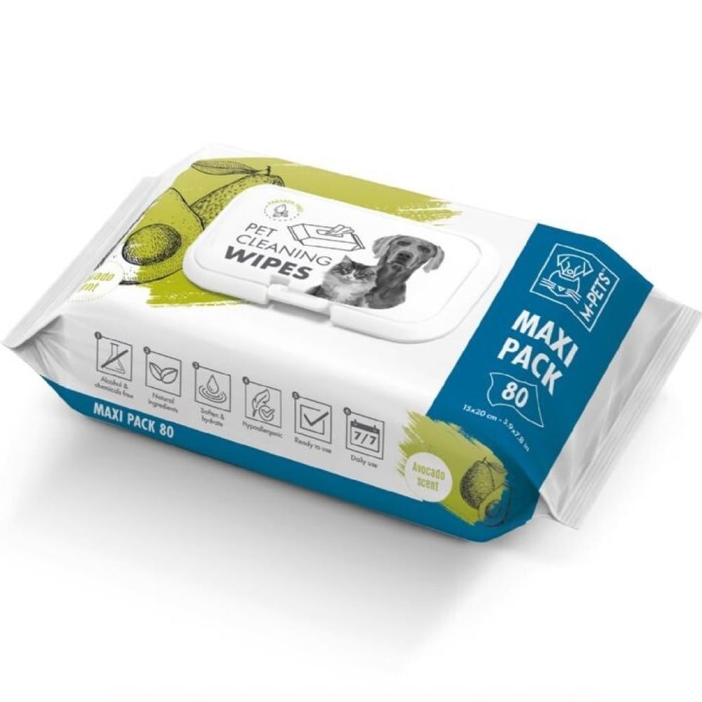 M-Pets Avocade Kedi/Köpekler için Temizlik Mendili