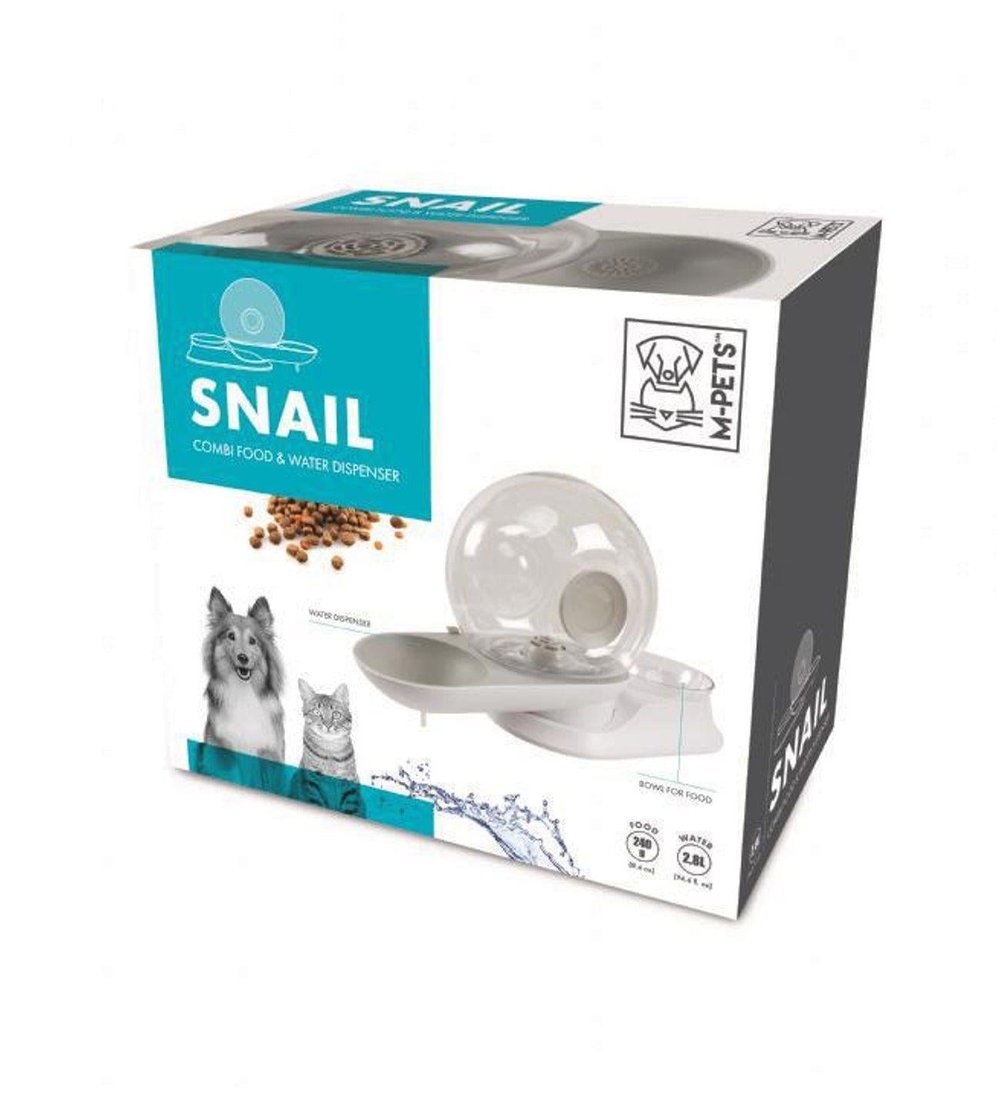 M-PETS SNAIL Hazneli Mama ve Su Kabı Beyaz 2800ml-240gr