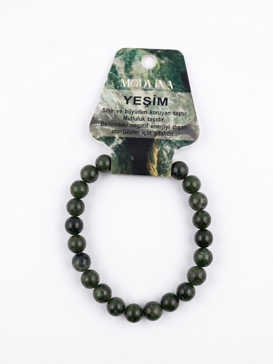 8 MM Canada Yeşim %100 Doğaltaş Misinalı Lüx Esnek Bileklik