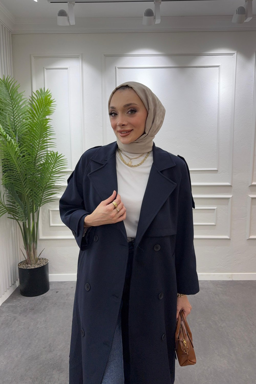 Premium Oversize Trençkot-Siyah