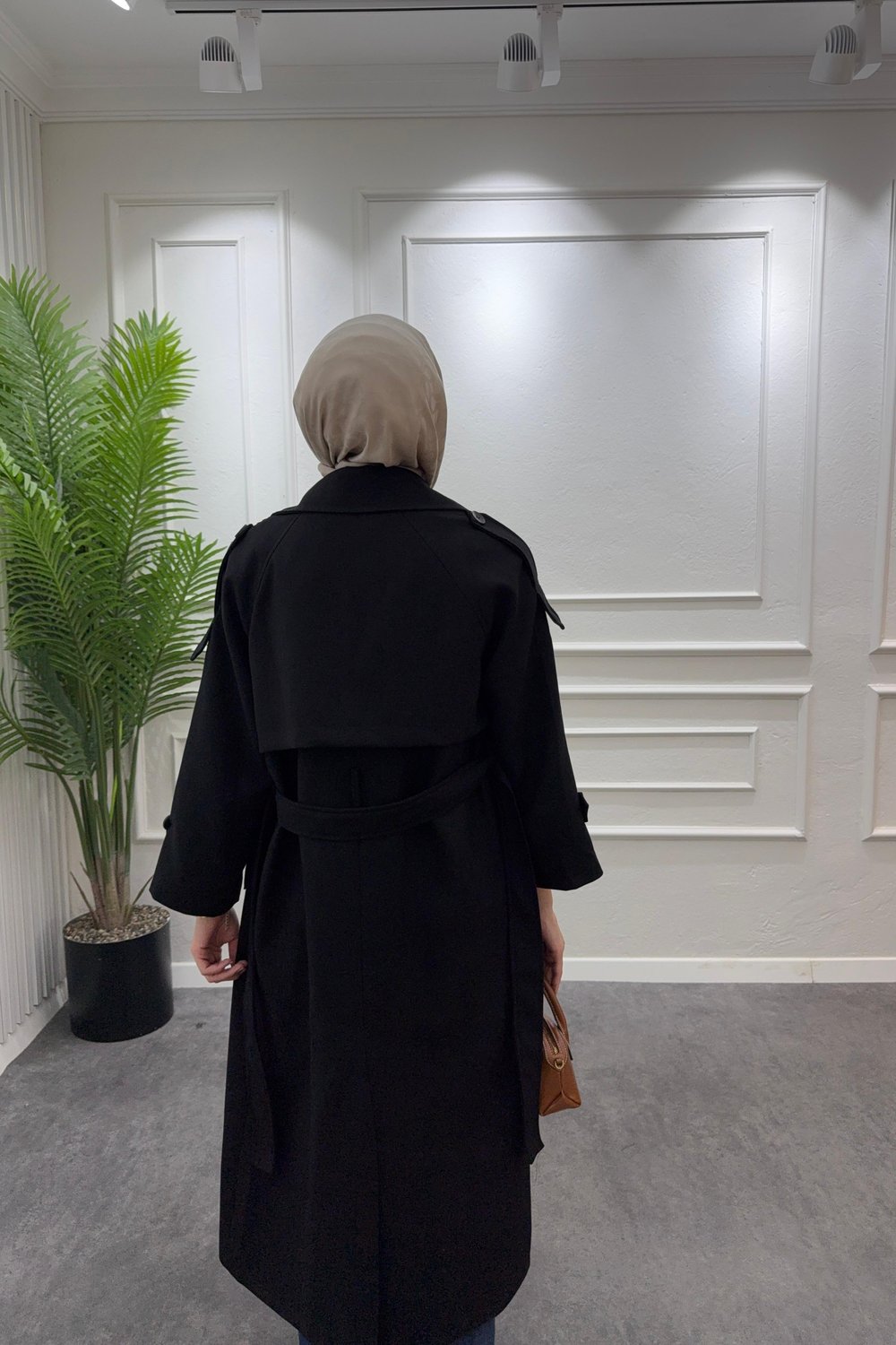 Premium Oversize Trençkot-Siyah