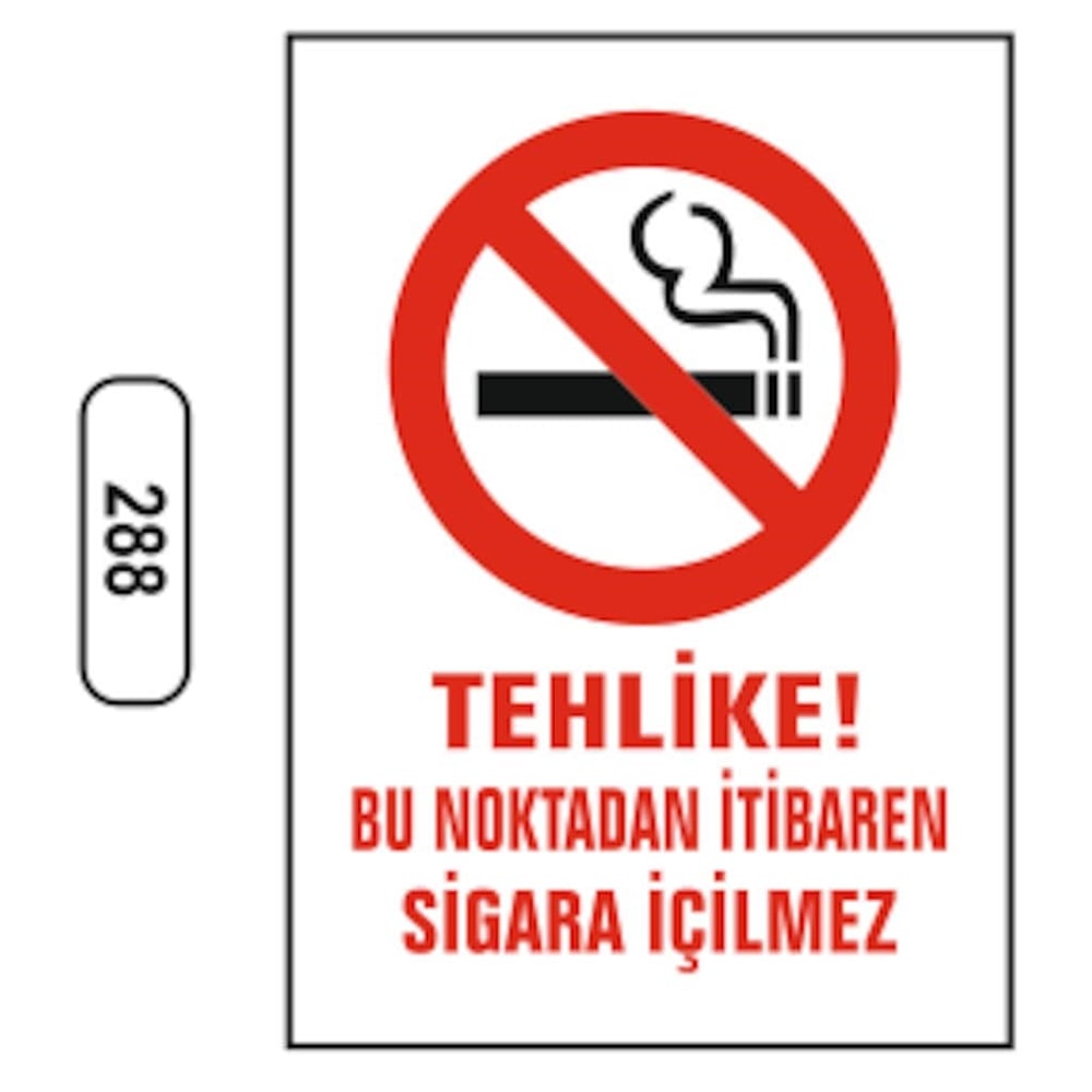 Ergündoğdu 288 Tehli̇ke! Bu Noktadan İti̇baren Si̇gara İçmeyi̇n PVC Uyarı Levhası 25 x 35 cm