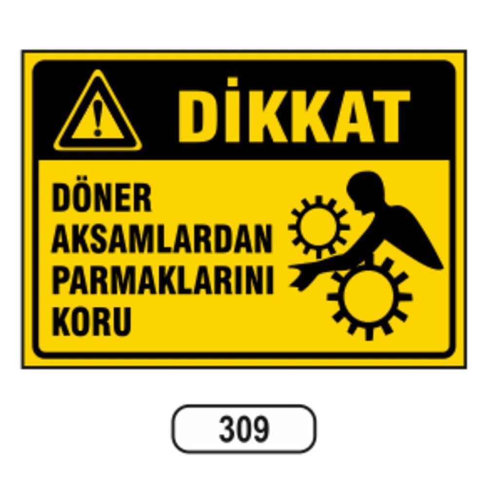 Ergündoğdu 309 Döner Maki̇nalardan Uzak Durun PVC Uyarı Levhası 25 x 35 cm