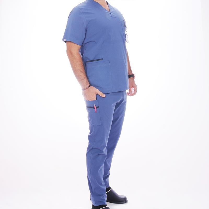 Formteks Bay Medikal Takım Likralı Terry Cotton İndigo-Lacivert Biyeli