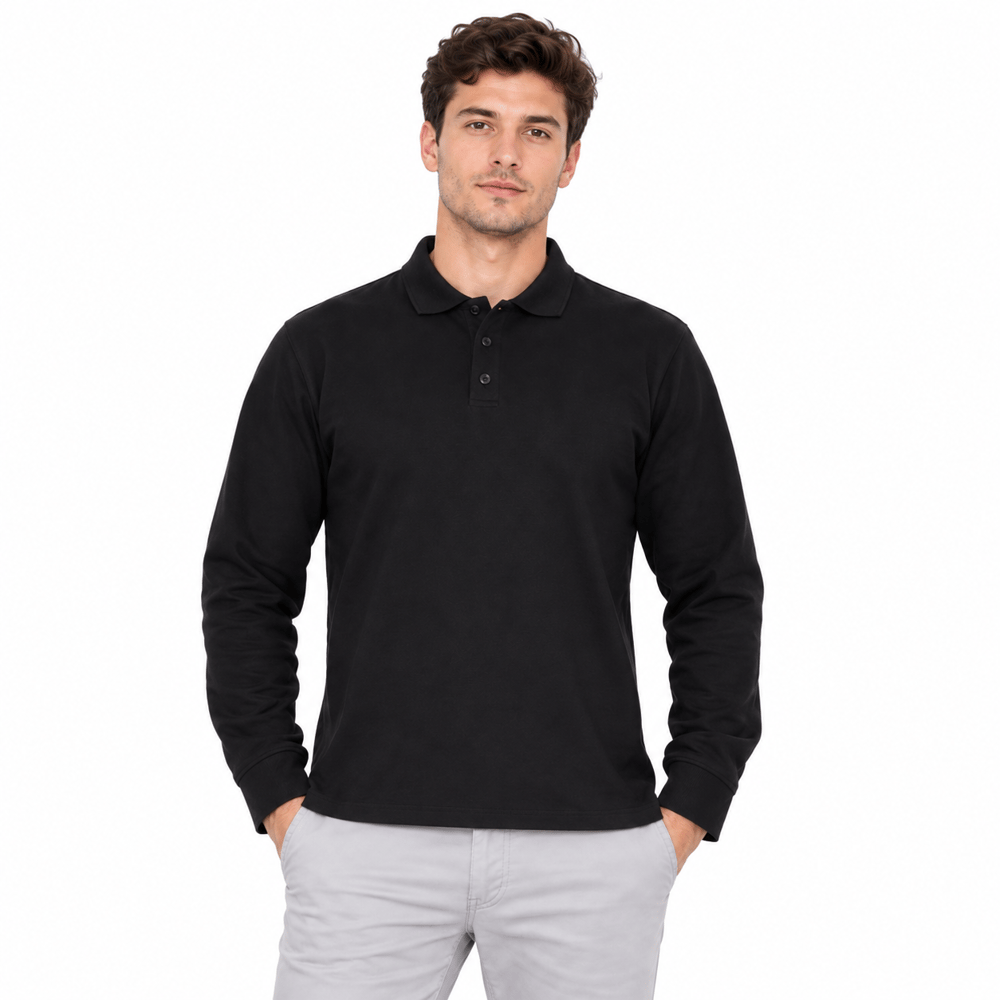 Formteks İş Sweatshirt Polo Yaka Siyah