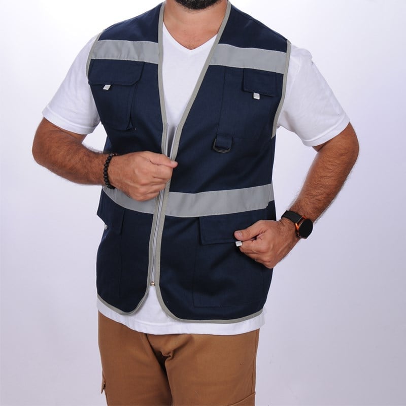 Formteks İşçi Çok Cepli Reflektörlü  Alet Yeleği Kırmızı / Gri