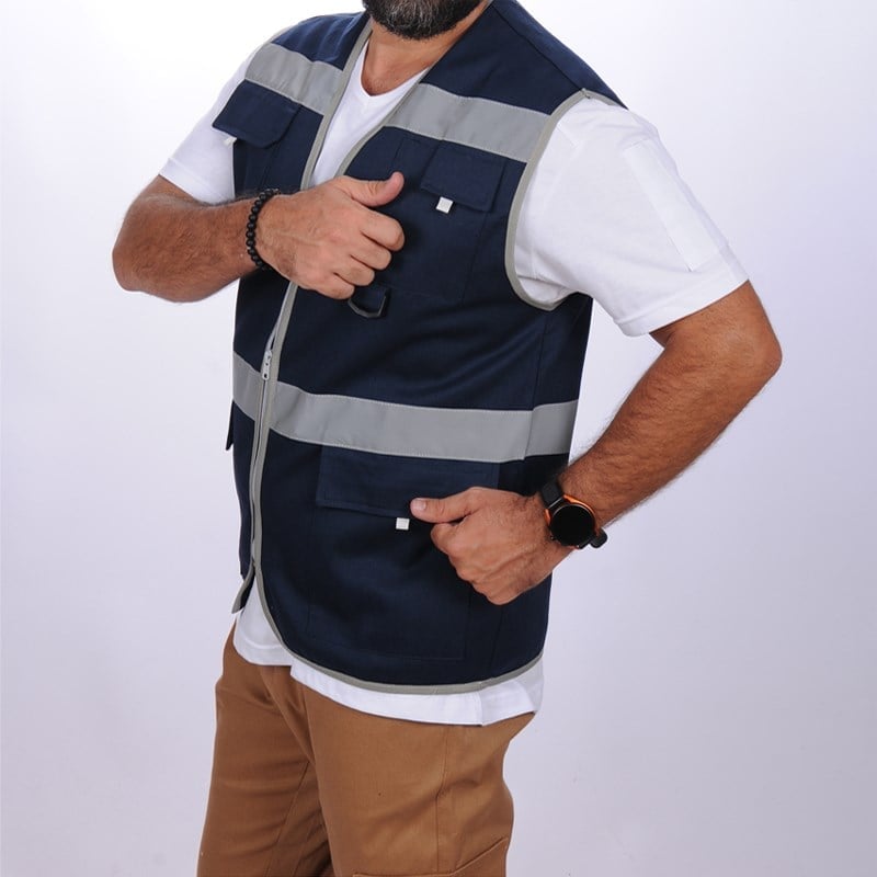 Formteks İşçi Çok Cepli Reflektörlü  Alet Yeleği Kırmızı / Gri