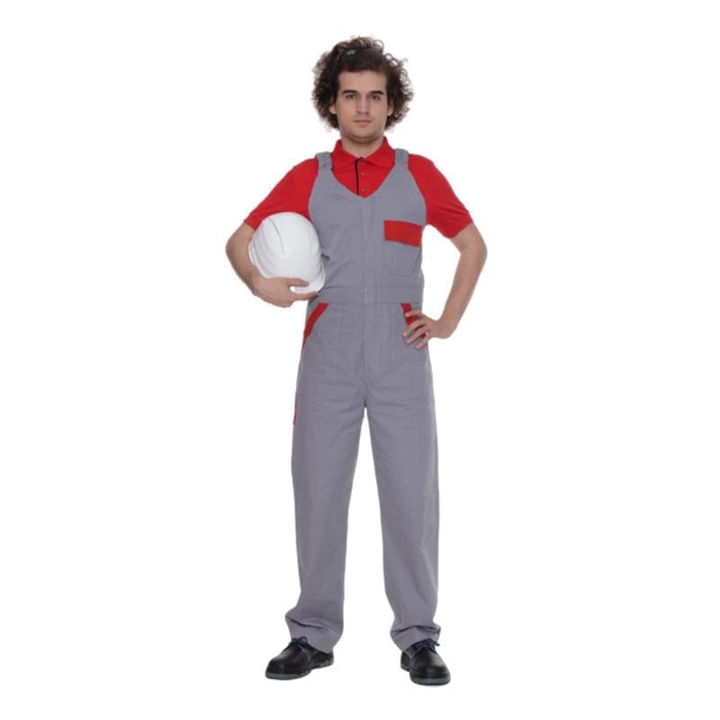 Formteks İşçi Kolsuz Tulum Gri / Kırmızı Garnili