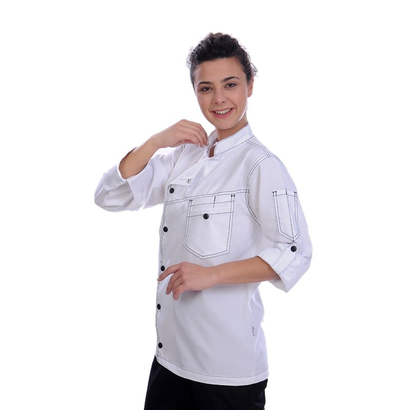 Formteks Unisex Aşçı Ceket Harman Gabardin Beyaz