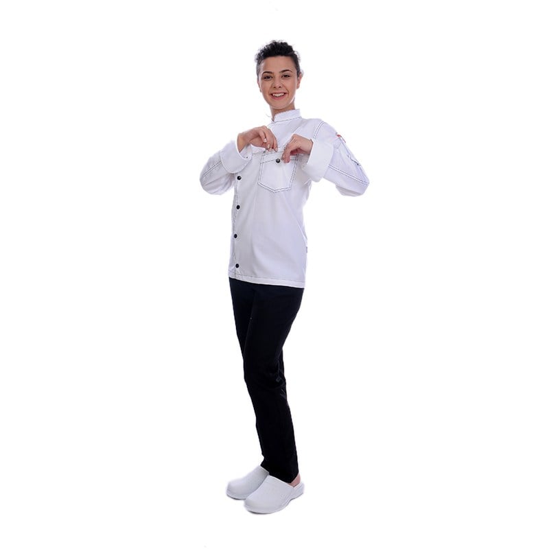 Formteks Unisex Aşçı Ceket Harman Gabardin Beyaz