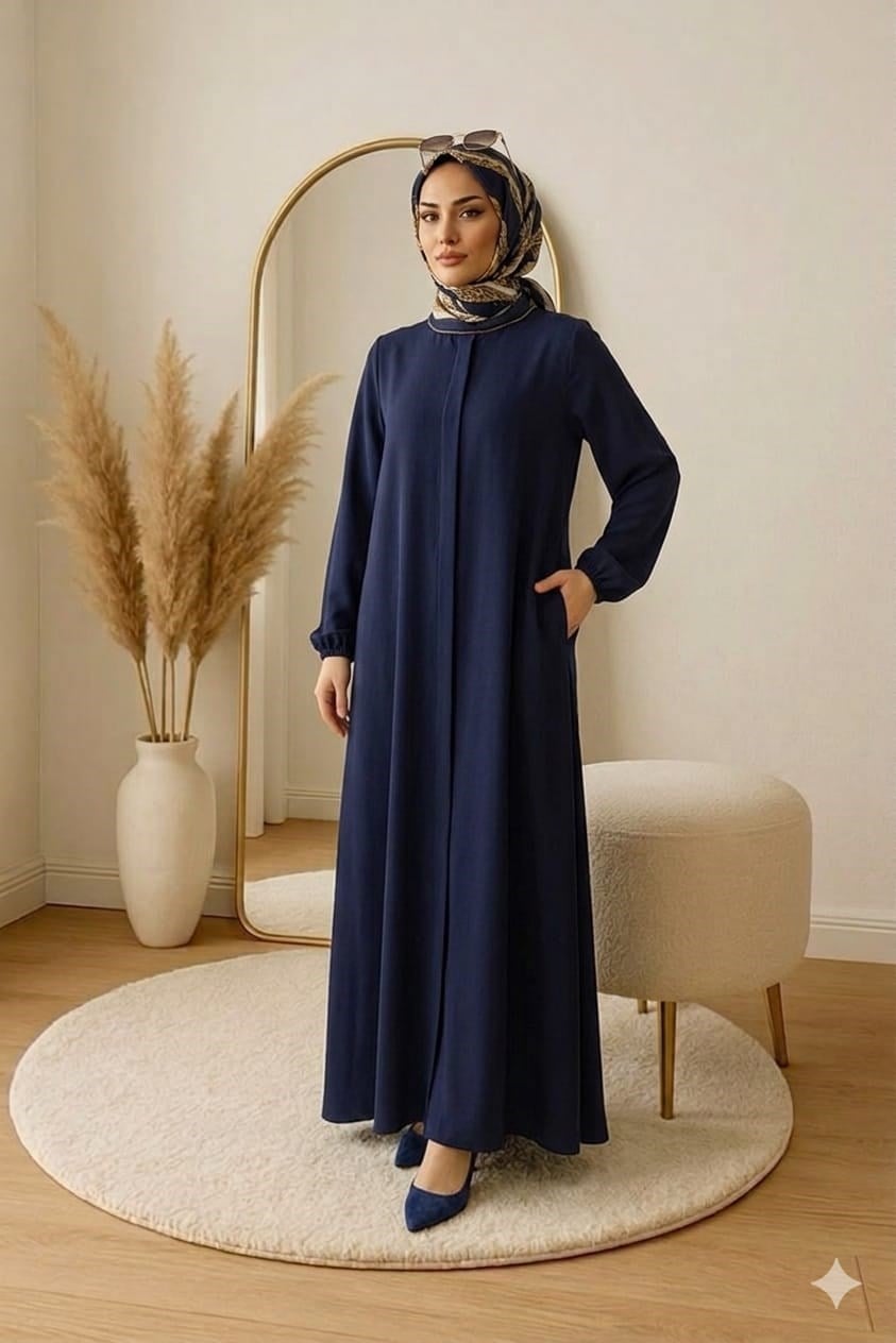 MEVLANA Mevlana Kesim Dökümlü Ferace Lacivert