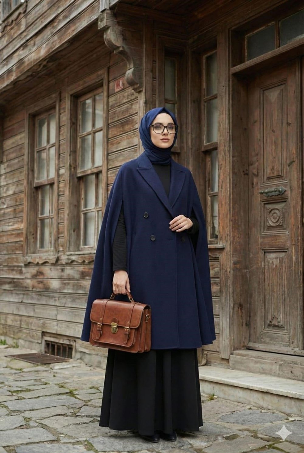 NEVBAHAR Kadın Kaşe Panço Klasik Yaka, Tek Düğmeli, Şık ve Tok Duruşlu Lacivert
