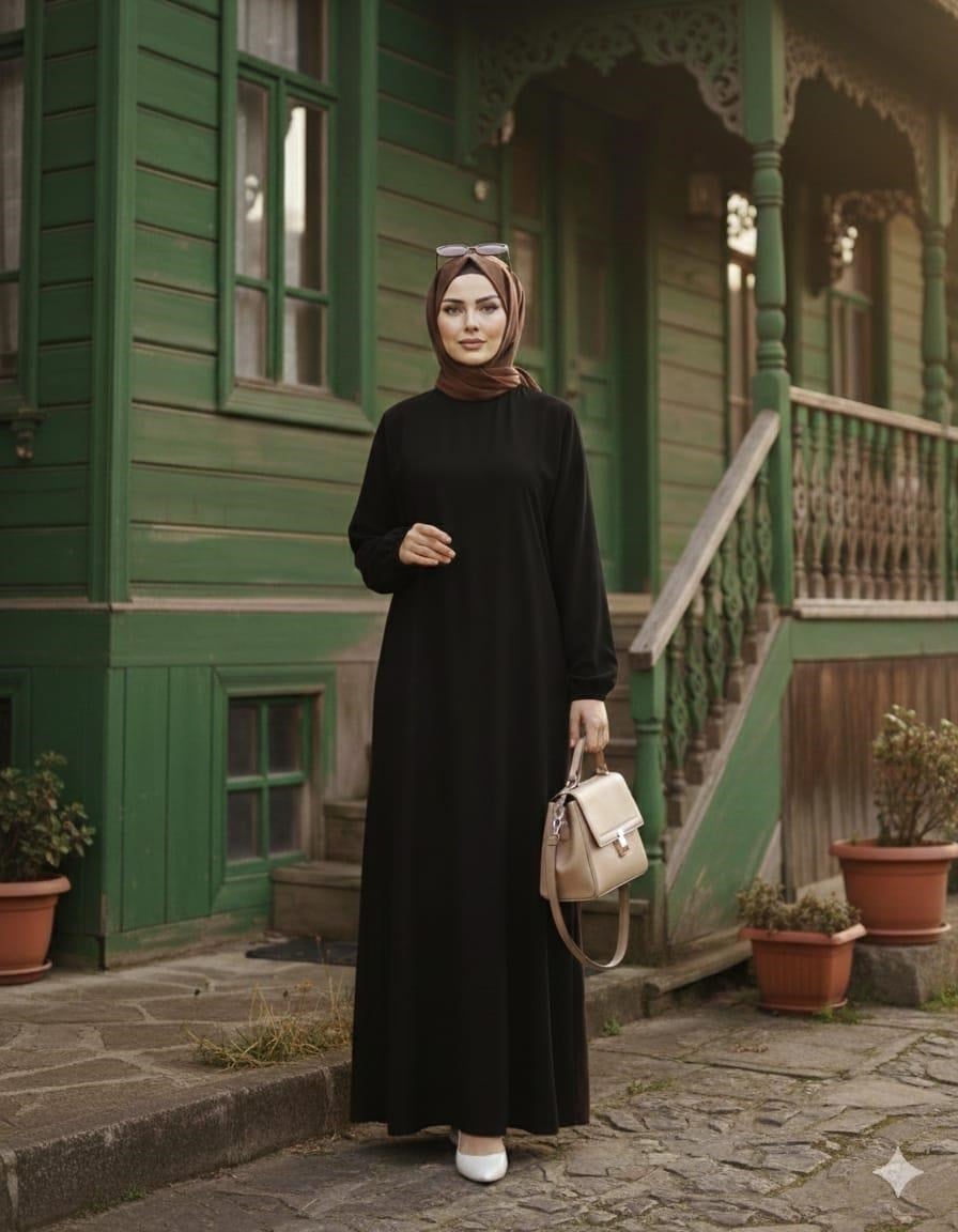 Saba Mevlana Model Elbise Siyah